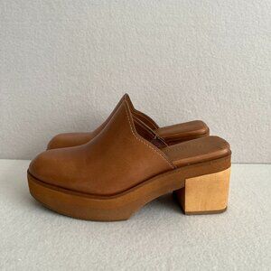 Naturalizer 27 Edit Clogs Mules Katrese Heel Leather Brown Womens Size 6.5